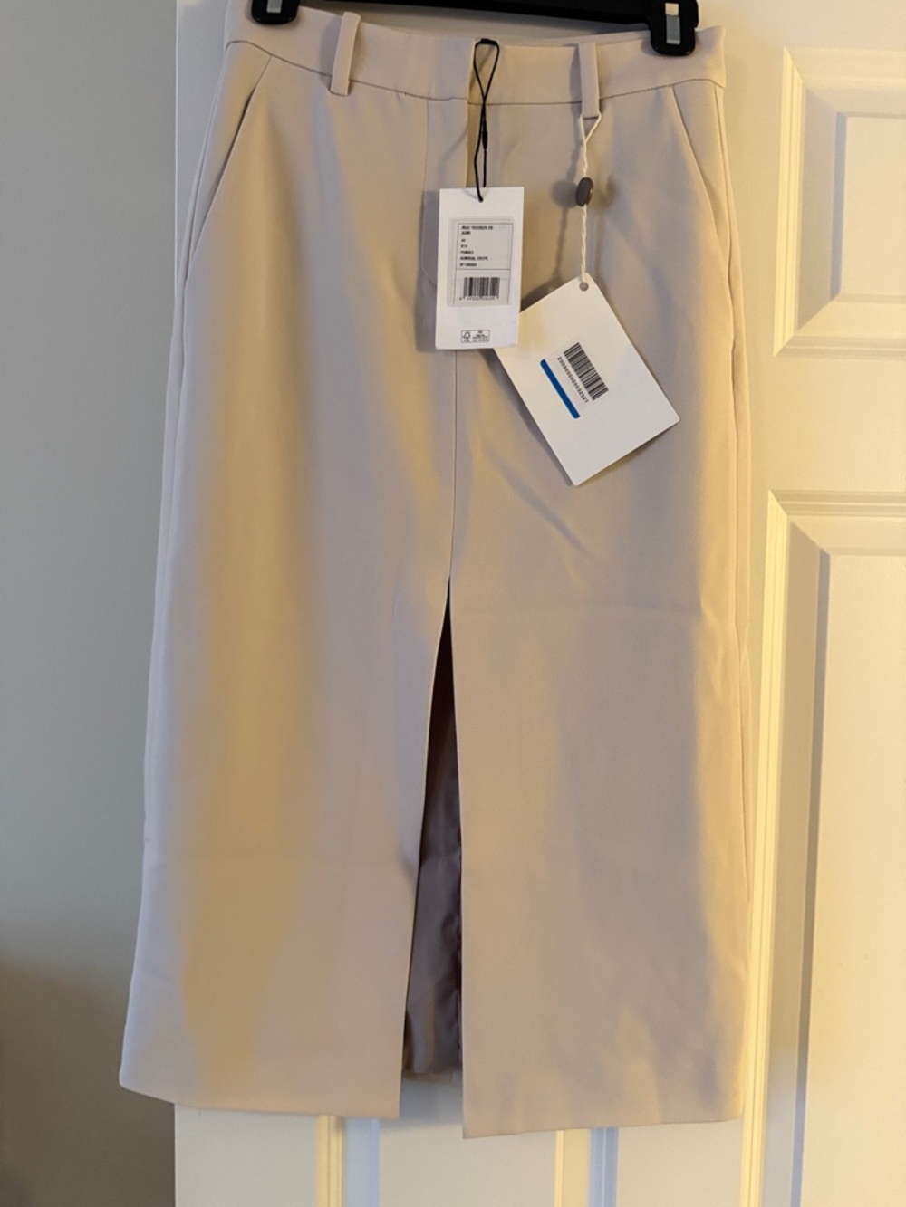 Theory Beige Midi Skirt with Front Slit